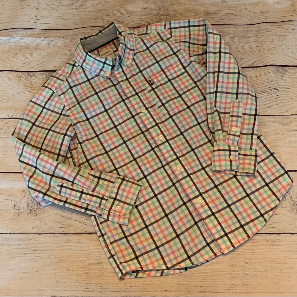 Carter's Plaid Pastel Anchor Button Down Size 6